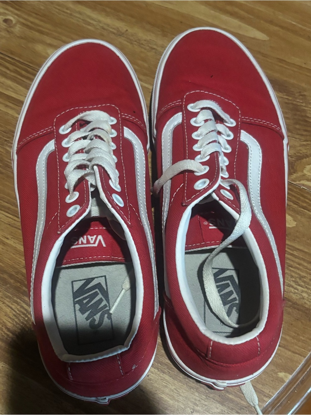 Vans Red Low-Top Canvas Sneakers with White Stripe